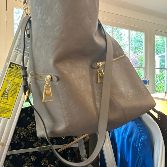 Louis Vuitton Taupe Embossed Monogram Shoulder Bag with Gold Hardware - Picture 5 of 11
